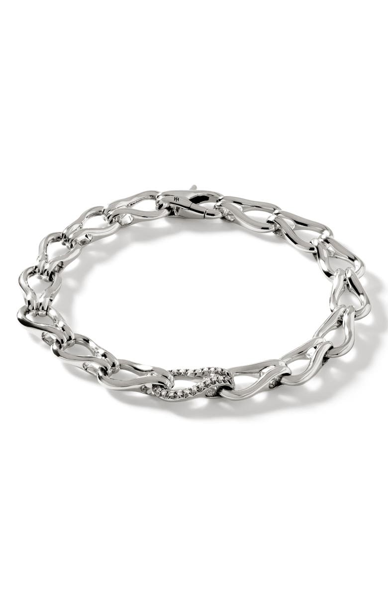 John Hardy Surf Bracelet, Diamonds, 8.5mm, Main, color, Silver