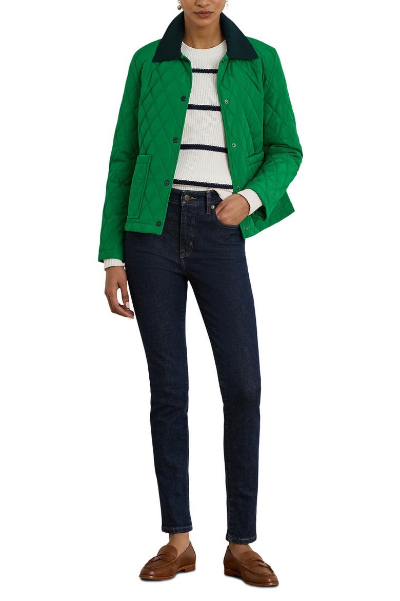 Twill Collar Quilted Jacket, Alternate, color, STEM