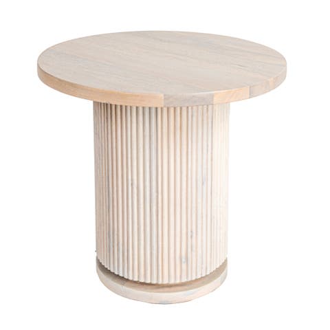 Round Pedestal Side Table with Ribbed Base