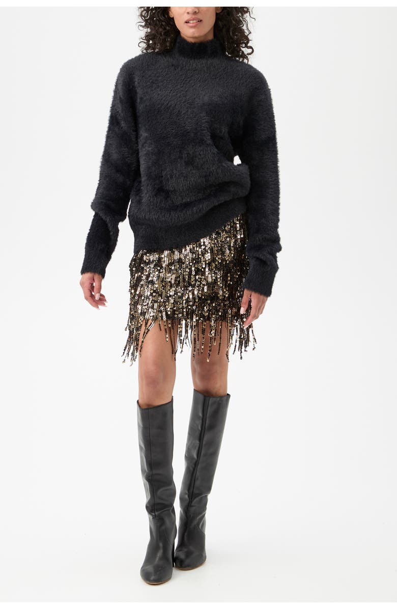 Trina Turk Bazaar Fuzzy Turleneck Pullover, Alternate, color, Black