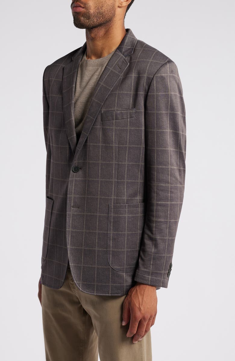 Johnston & Murphy XC Flex<sup>®</sup> Brown Windowpane Check Knit Sport Coat, Alternate, color, Brown