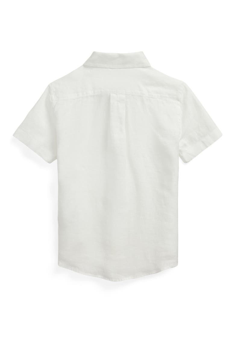 Kids' Linen Button-Down Shirt, Alternate, color, WHITE