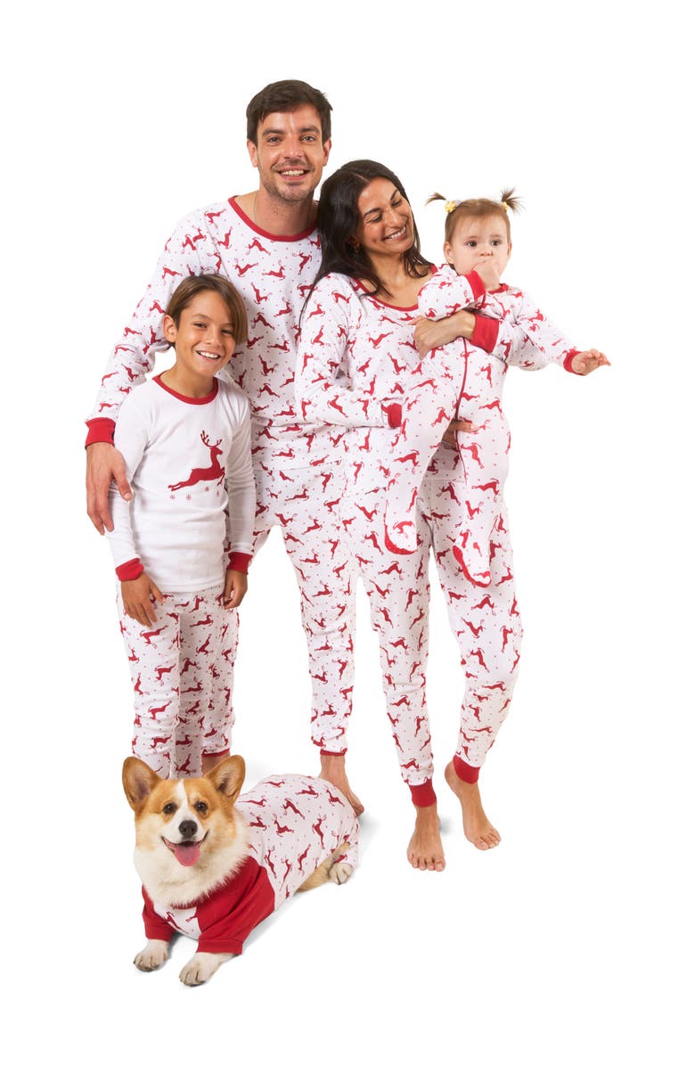 Leveret Kids Two-Piece Cotton Matching Family Holiday Pajamas, Argyles & Holiday Prints, Alternate, color, Reindeer