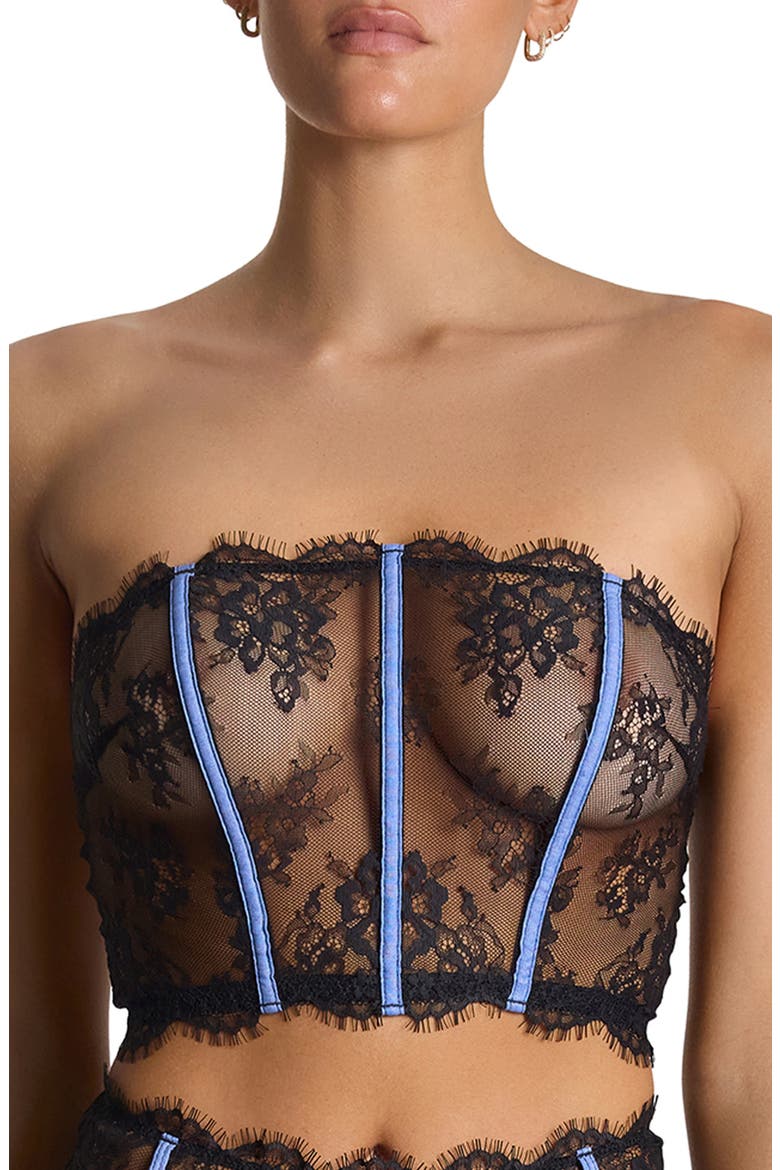 Katrina Strapless Lace Corset, Main, color, DENIM