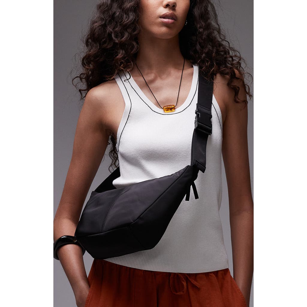 Topshop Nylon Crossbody Bag In Black
