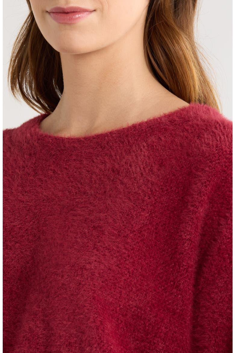 Fallon Fuzzy Crewneck Sweater, Alternate, color, CHERRY ON TOP RED