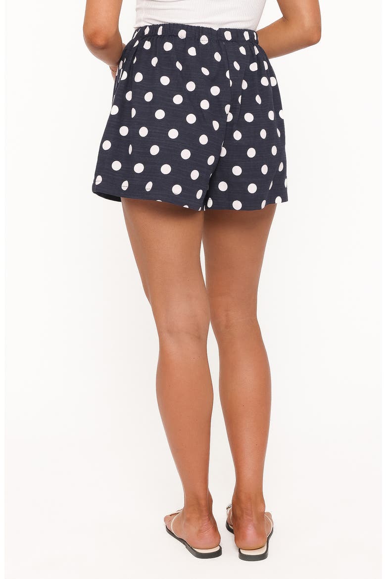 Wren Polka Dot Print Cotton Blend Shorts, Alternate, color, NAVY POLKA DOT