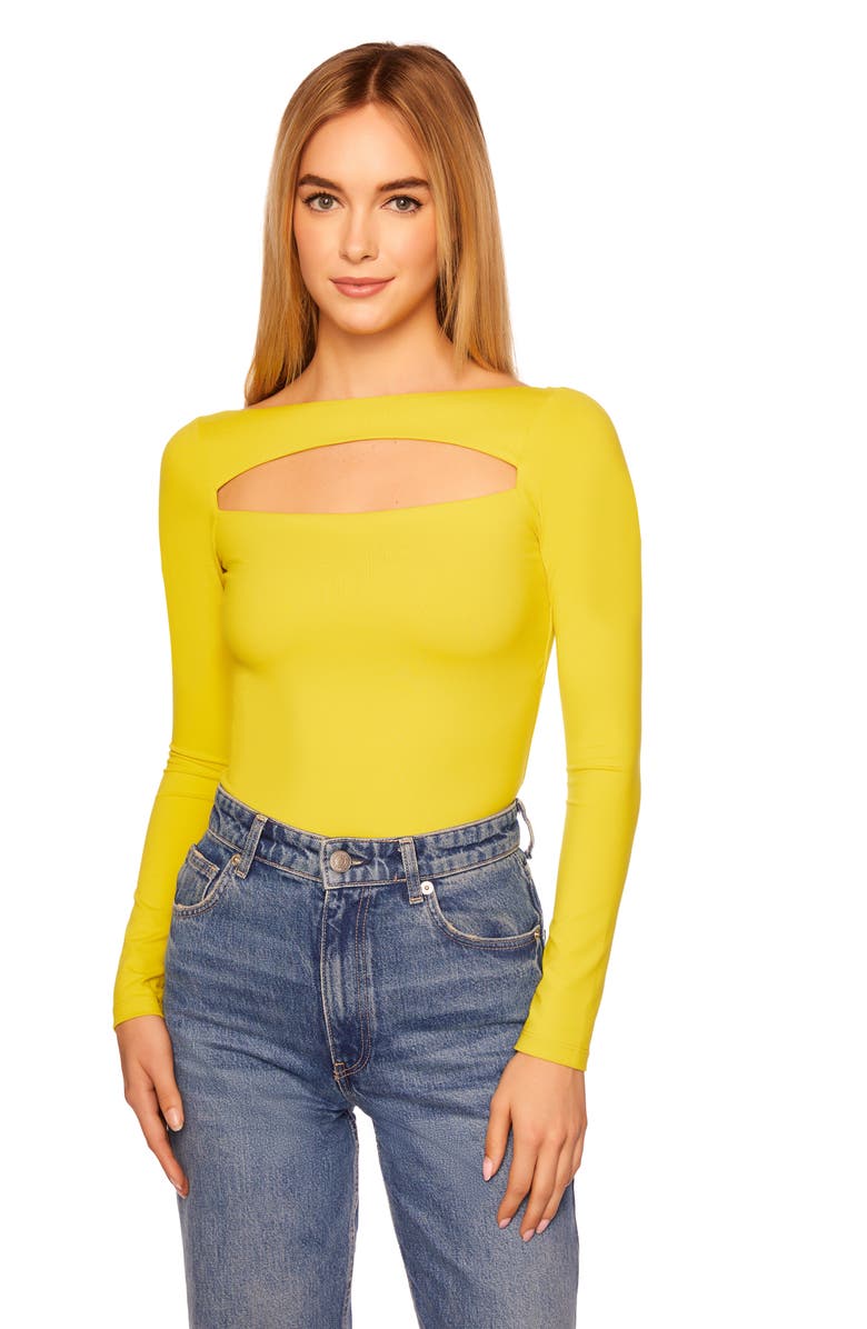 Susana Monaco Cutout Front Long Sleeve Top, Alternate, color, Endive