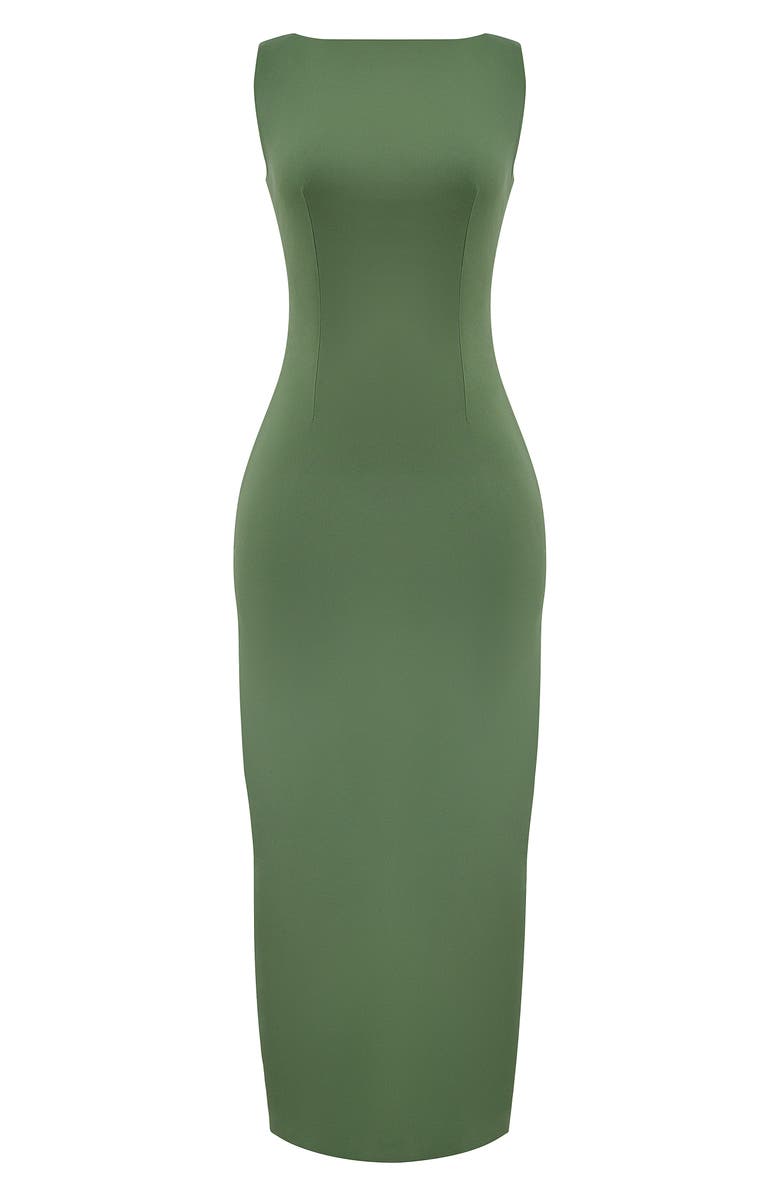 HOUSE OF CB Filomena Side Slit Matte Jersey Gown, Alternate, color, Dill