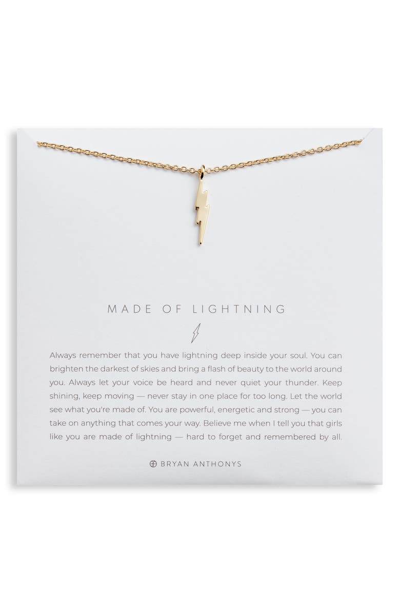 Bryan Anthonys Made of Lightning Pendant Necklace, Main, color, Gold