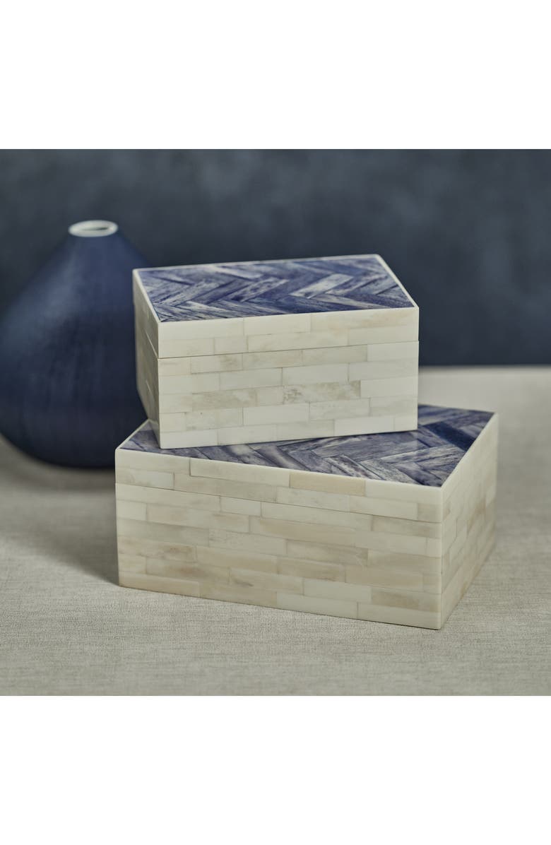 Zodax Bone Decorative Box, Alternate, color, Ivory/ Blue