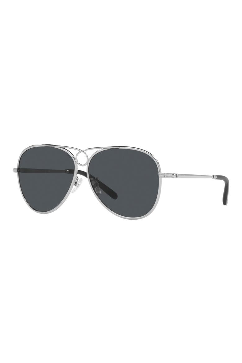 59mm Aviator Sunglasses, Alternate, color, SHINY SILVER
