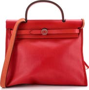 Pre-Owned Hermes Herbag Zip Berline Vache Canvas and Leather 31