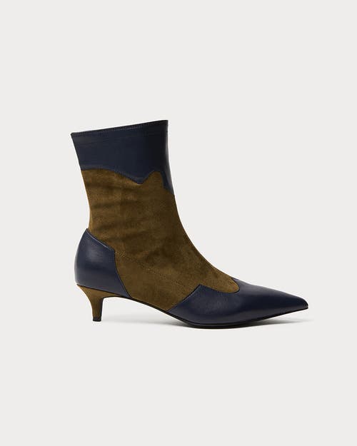 Weworewhat Kitten Heel Western Bootie In Mltry Olive/nvy