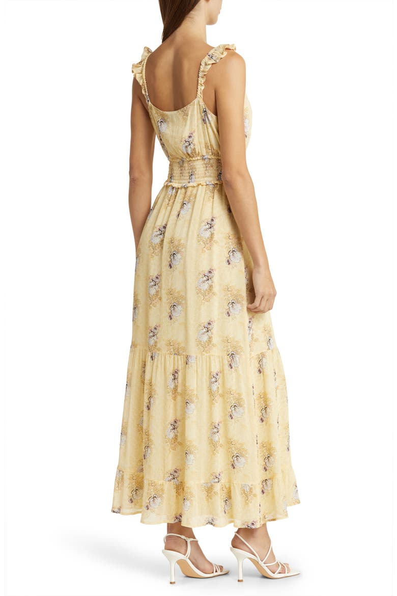 Pacifica Floral Print Smocked Silk Sundress, Alternate, color, SUNKSSD