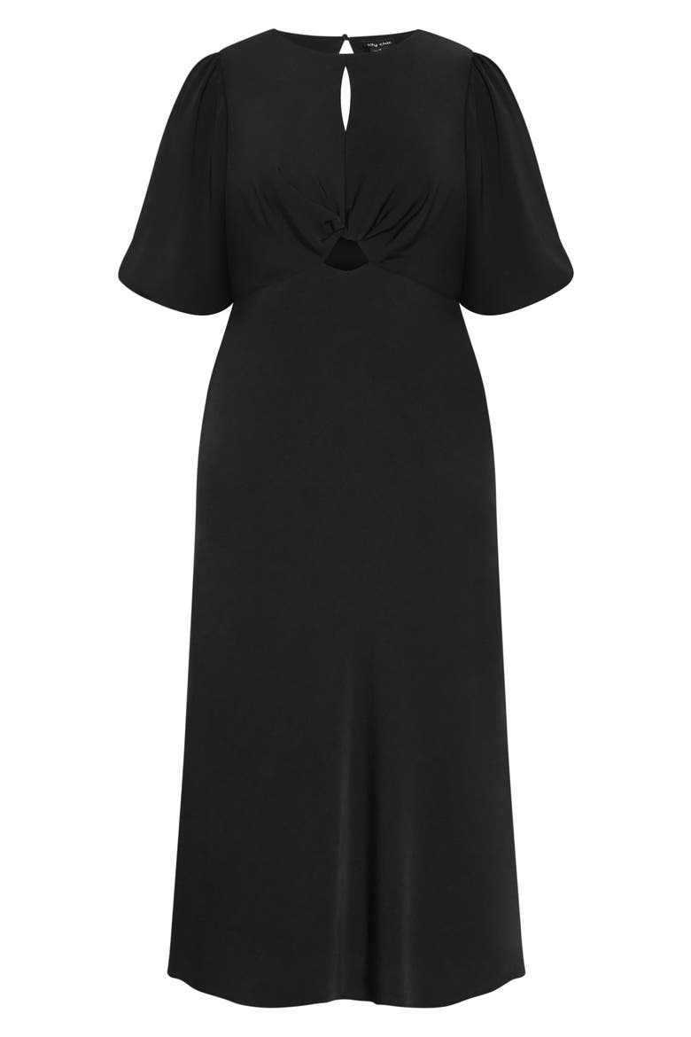 Ines Twist Front Puff Sleeve Maxi Dress, Alternate, color, BLACK