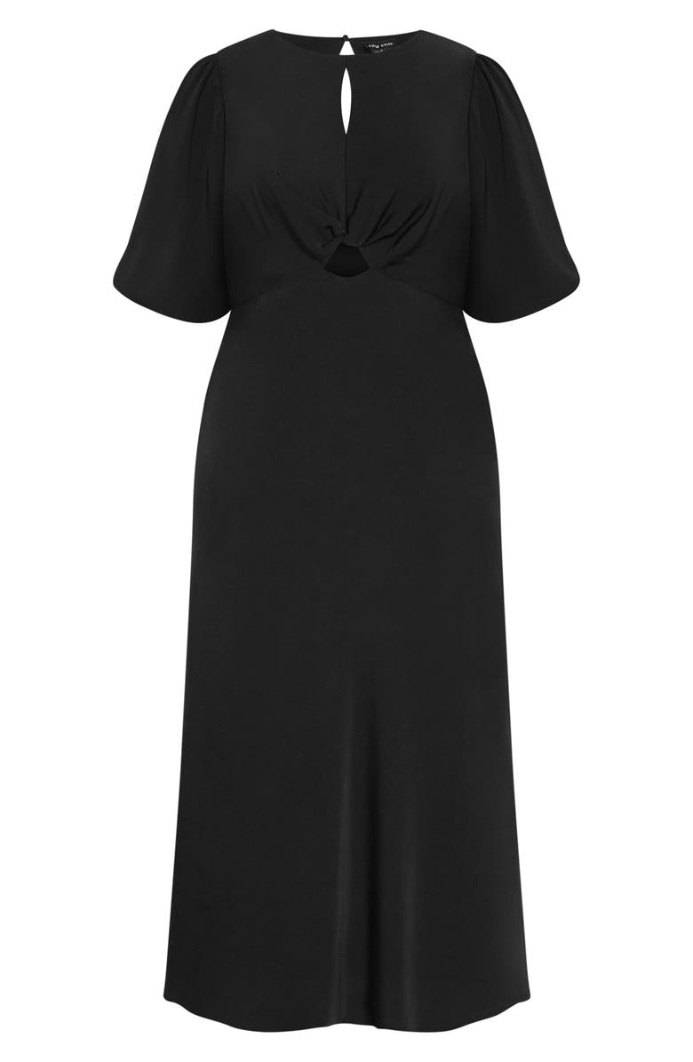 City Chic Ines Twist Front Puff Sleeve Maxi Dress, Alternate, color,