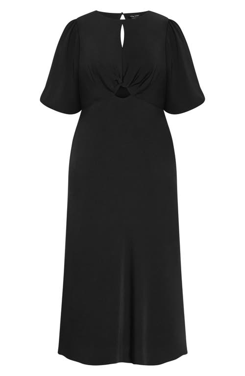 Shop City Chic Ines Twist Front Puff Sleeve Maxi Dress In Black