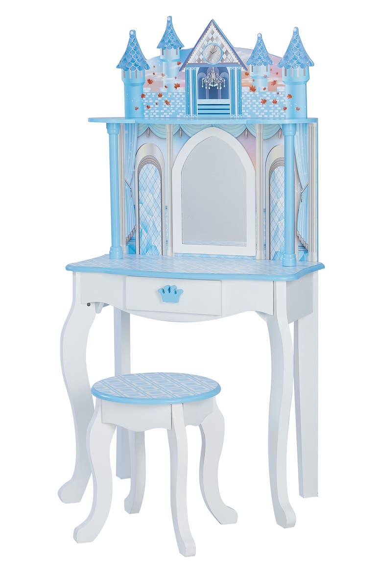 Fantasy Fields Dreamland Castle Vanity & Chair Set, Main, color, WHITE / ICE BLUE