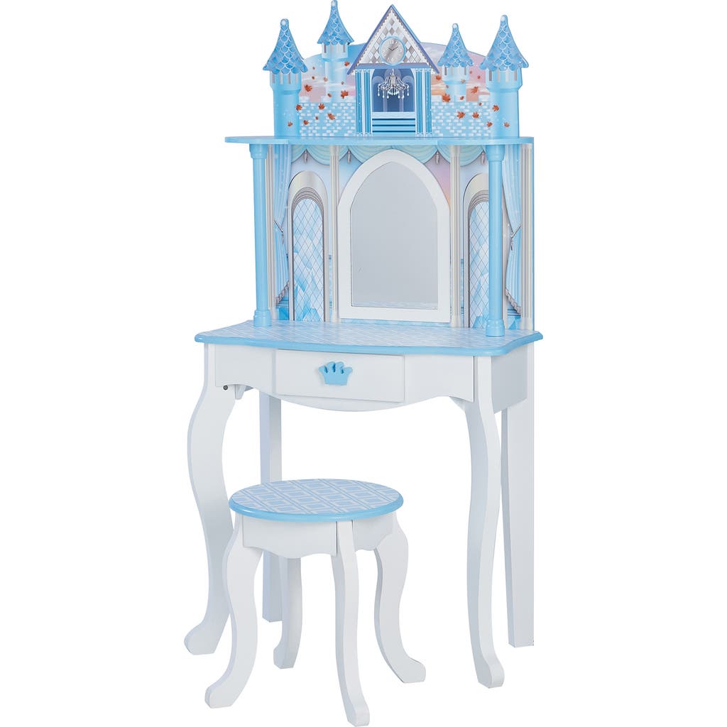 Teamson Kids Fantasy Fields Dreamland Castle Vanity & Chair Set in White /Ice Blue  product