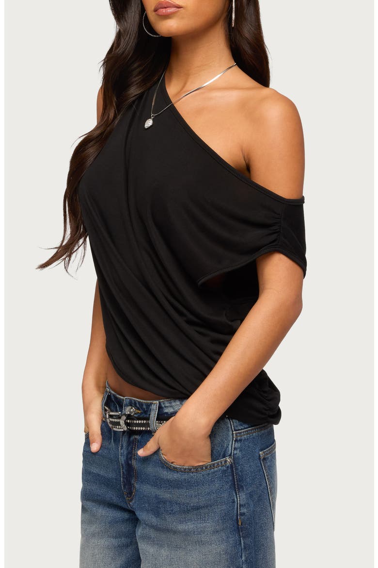 Ofelia One-Shoulder Asymmetric Top, Alternate, color, BLACK