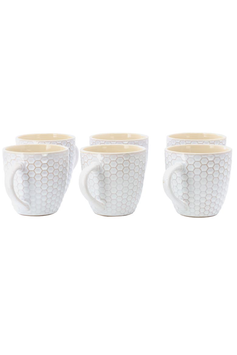 Honeycomb 6 Piece 15 Ounce Mug Set, Alternate, color, White