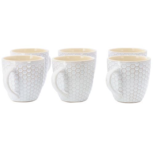 Elama Honeycomb 6 Piece 15 Ounce Mug Set In White