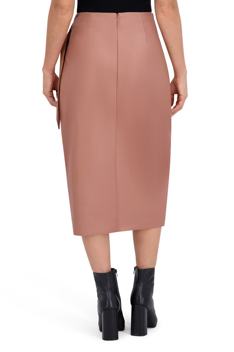 Supersoft Faux Leather Side Tie Midi Skirt, Alternate, color, MOCHA