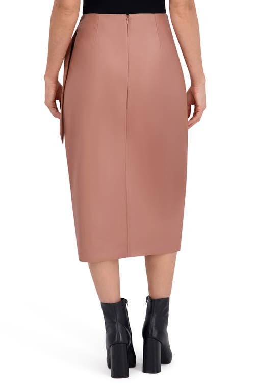 Ookie & Lala Supersoft Faux Leather Side Tie Midi Skirt In Brown
