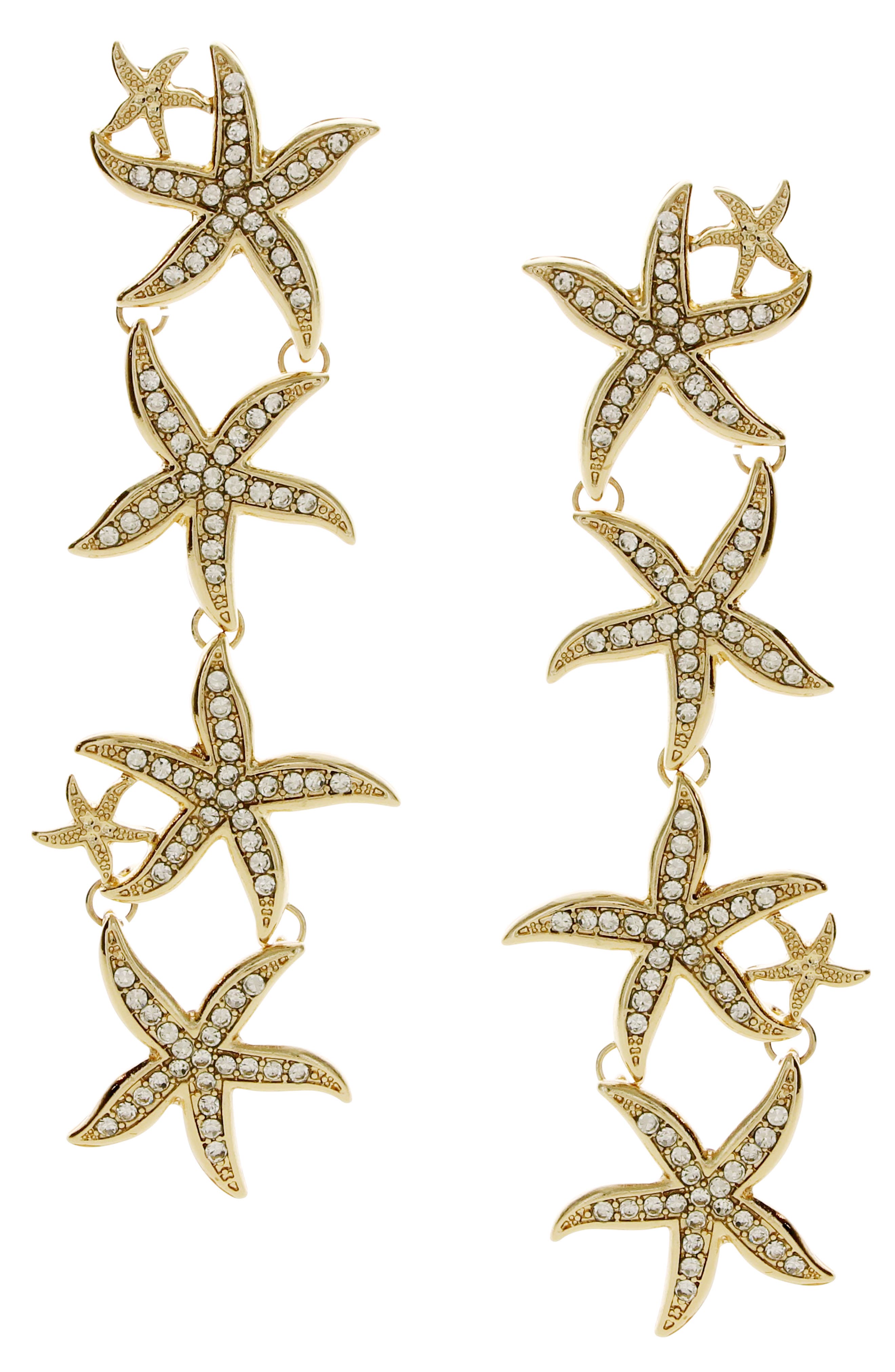 OLIVIA WELLES Starfish Faux Pearl Trail Drop Earrings