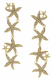OLIVIA WELLES Starfish Faux Pearl Trail Drop Earrings