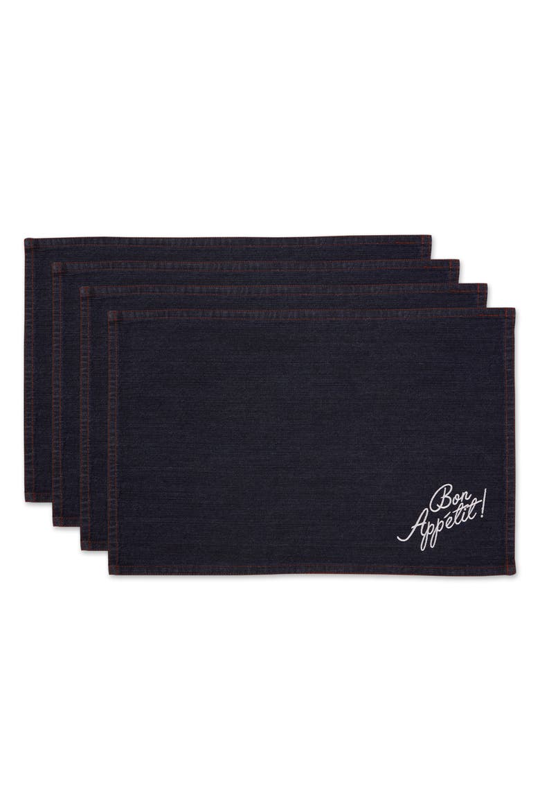 Bon Appetit Denim Embroidered Placemat Set/4, Main, color, Bon Appetit