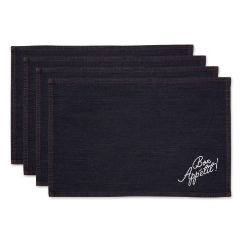 Bon Appetit Denim Embroidered Placemat Set/4