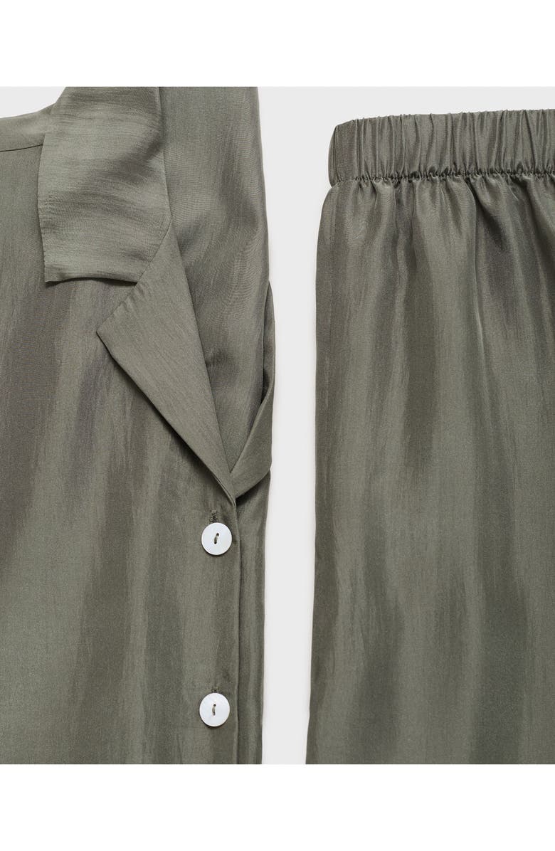 MANGO Silk Pajama Shirt, Alternate, color, Forest Green