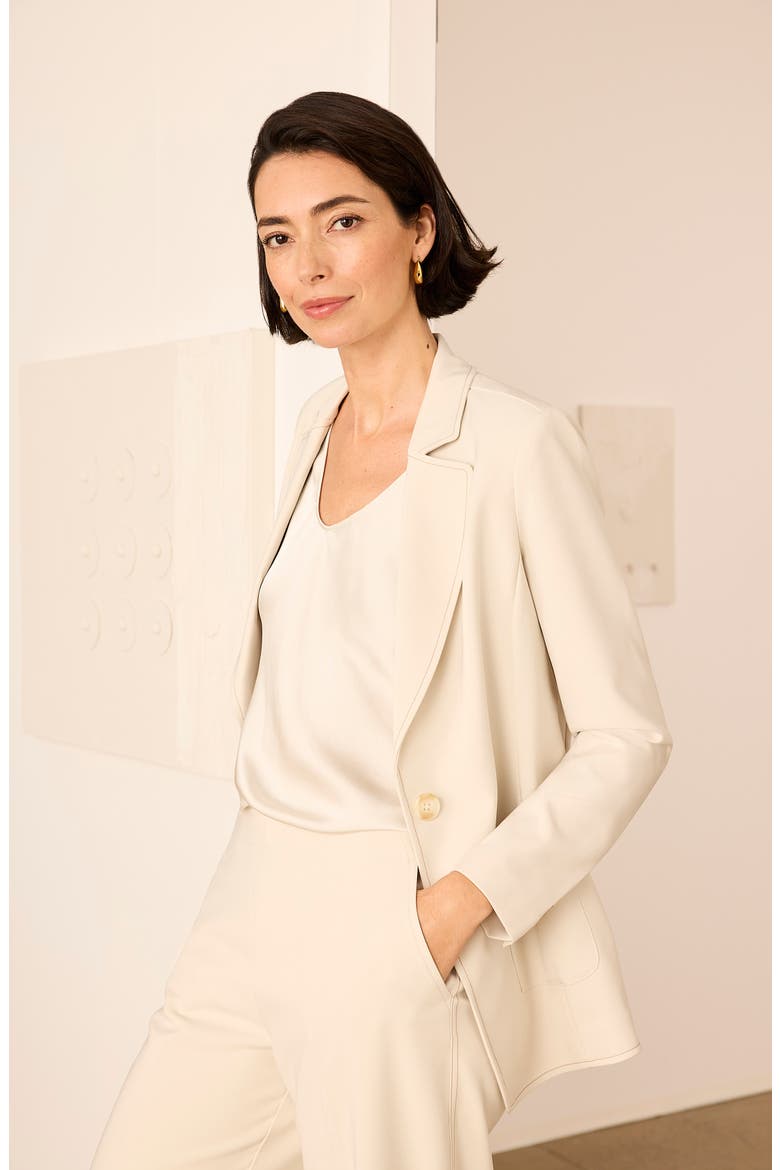 Topstitch Detail Stretch Blazer, Alternate, color, COCONUT