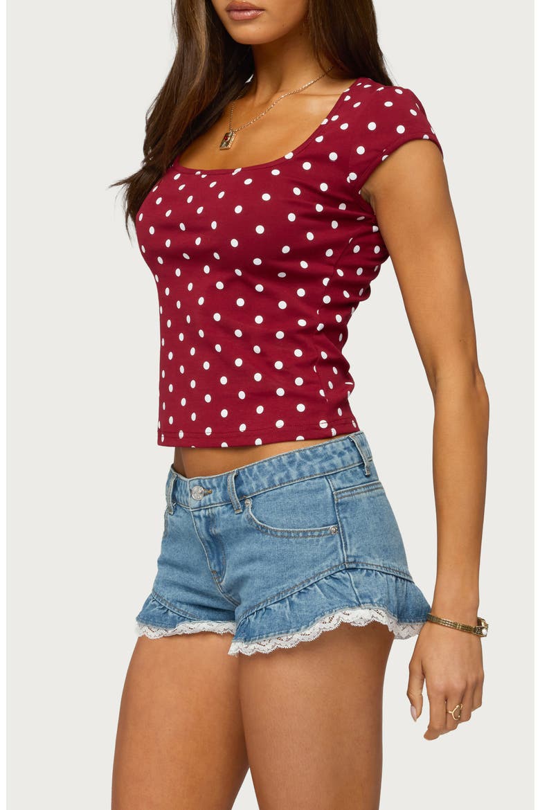 Mookie Polka Dot Crop Top, Alternate, color, BURGUNDY-AND-WHITE