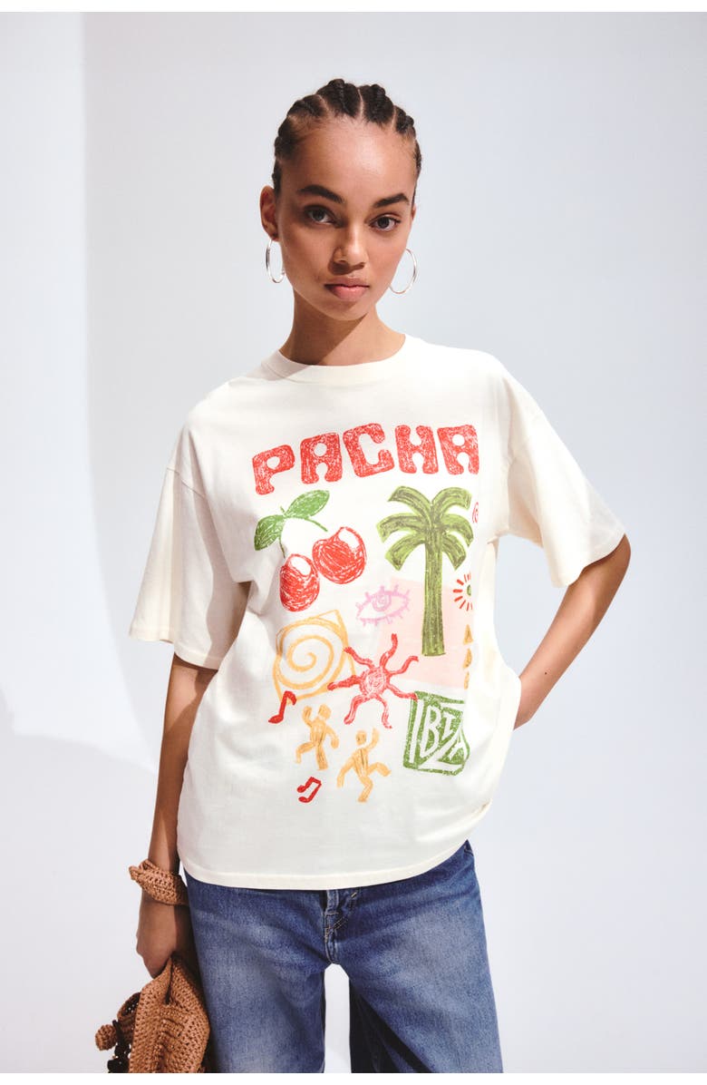 H&M Oversized t-shirt with printed motif, Main, color, Cream/Pacha