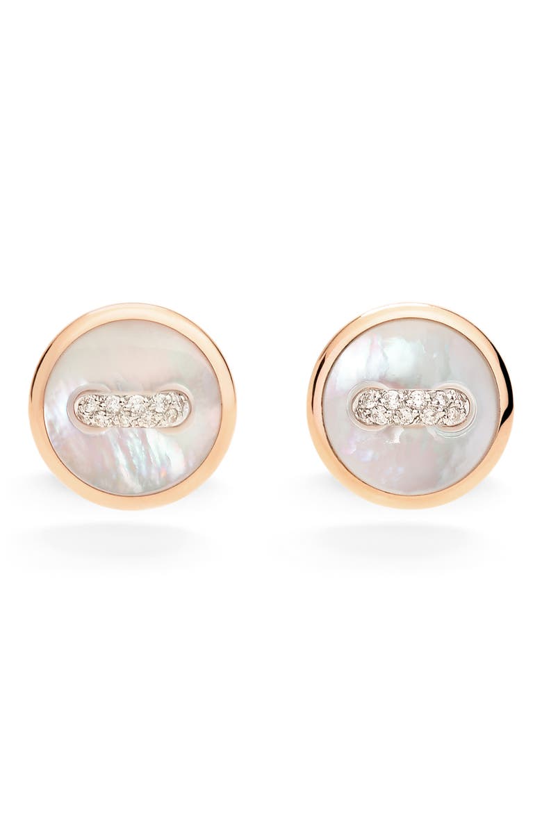 Pom Pom Dot Stud Earrings, Alternate, color, PEARL
