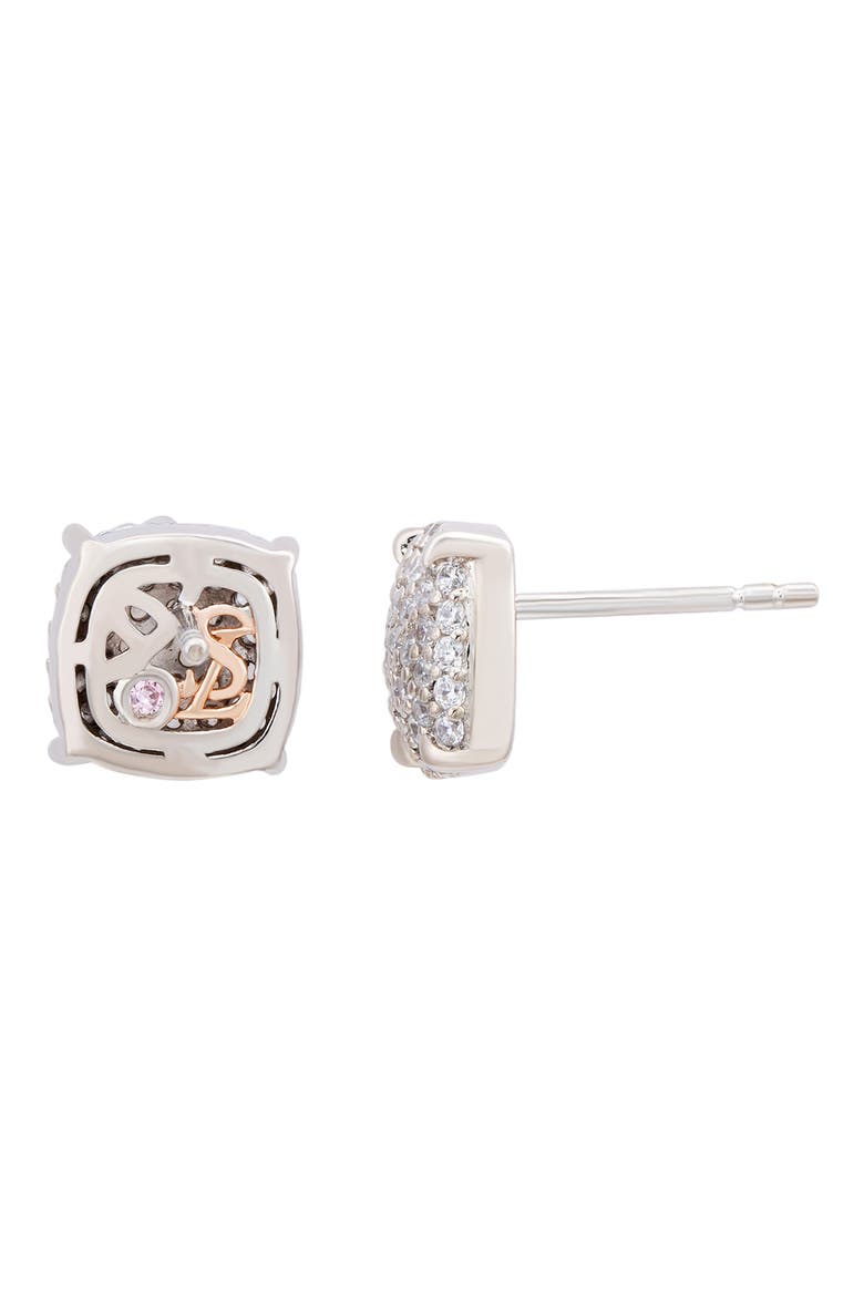 CZ Pavé Cushion Stud Earrings, Alternate, color, WHITE