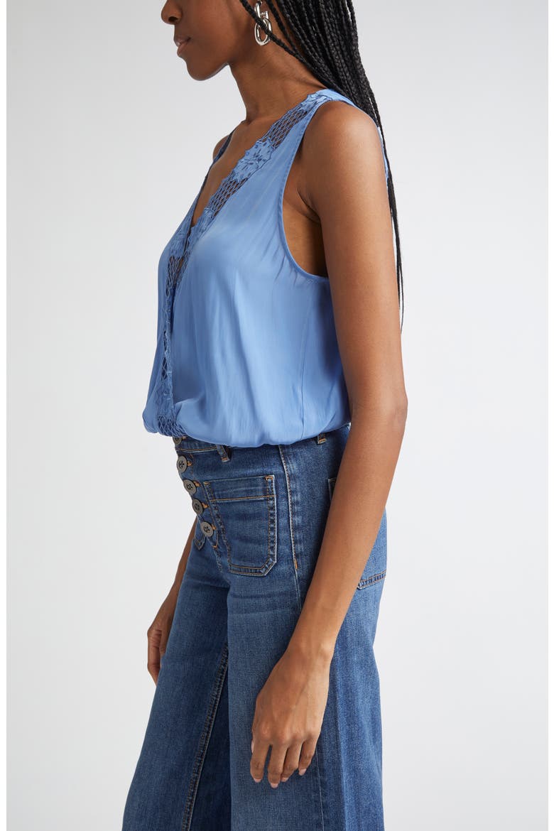 Daisy Embroiderd Wrap Front Top, Alternate, color, CORNFLOWER BLUE