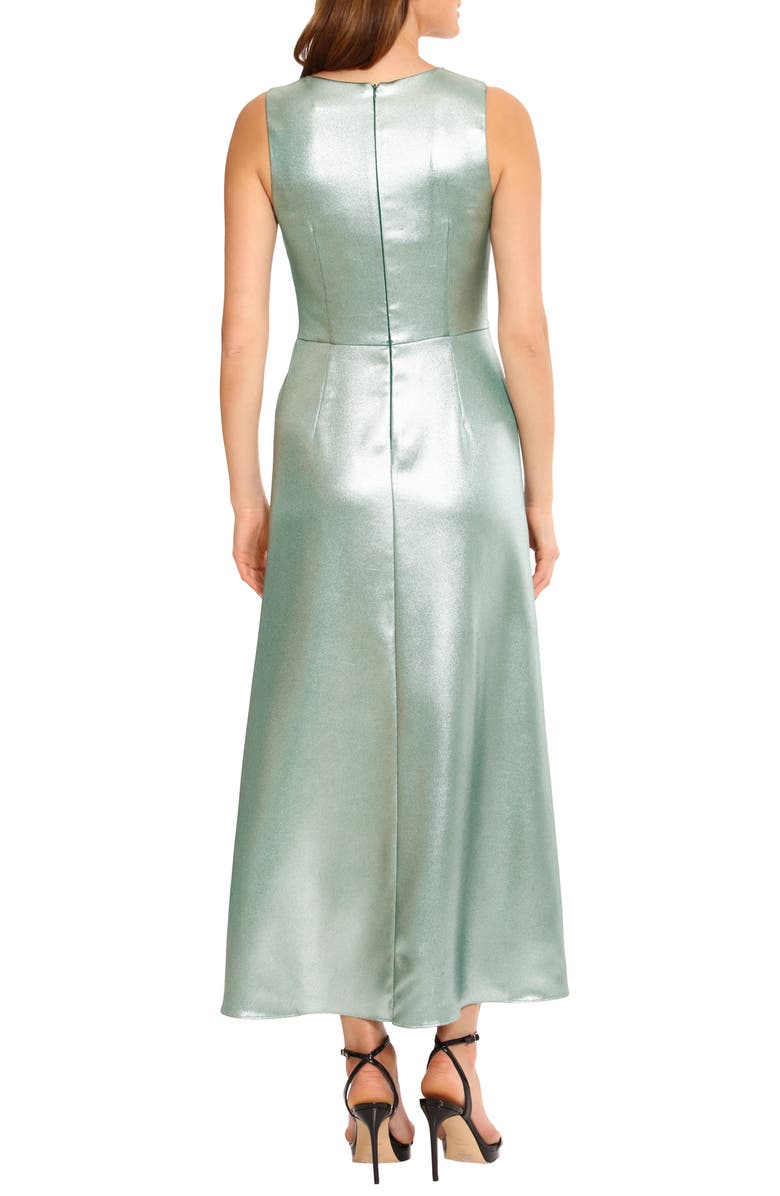 Maggy London Front Twist Satin Maxi Dress, Alternate, color, Silver/Green