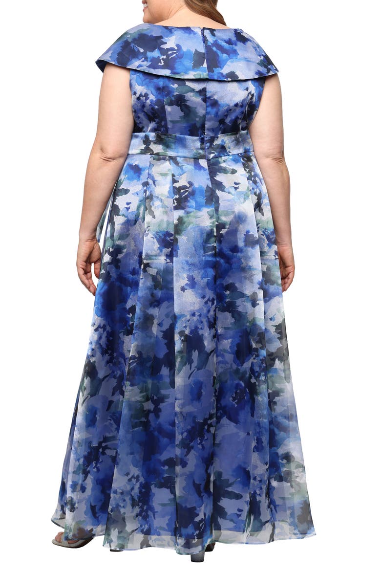 Floral Organza A-Line Gown, Alternate, color, ROYAL MULTI
