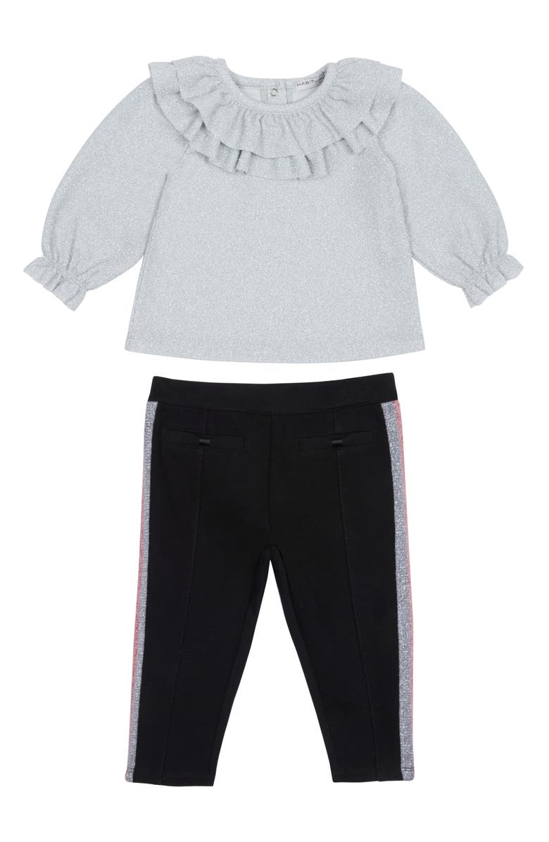 Habitual Girl Habitual Blake Metallic Ruffle Top & Ponte Leggings Set, Main, color,