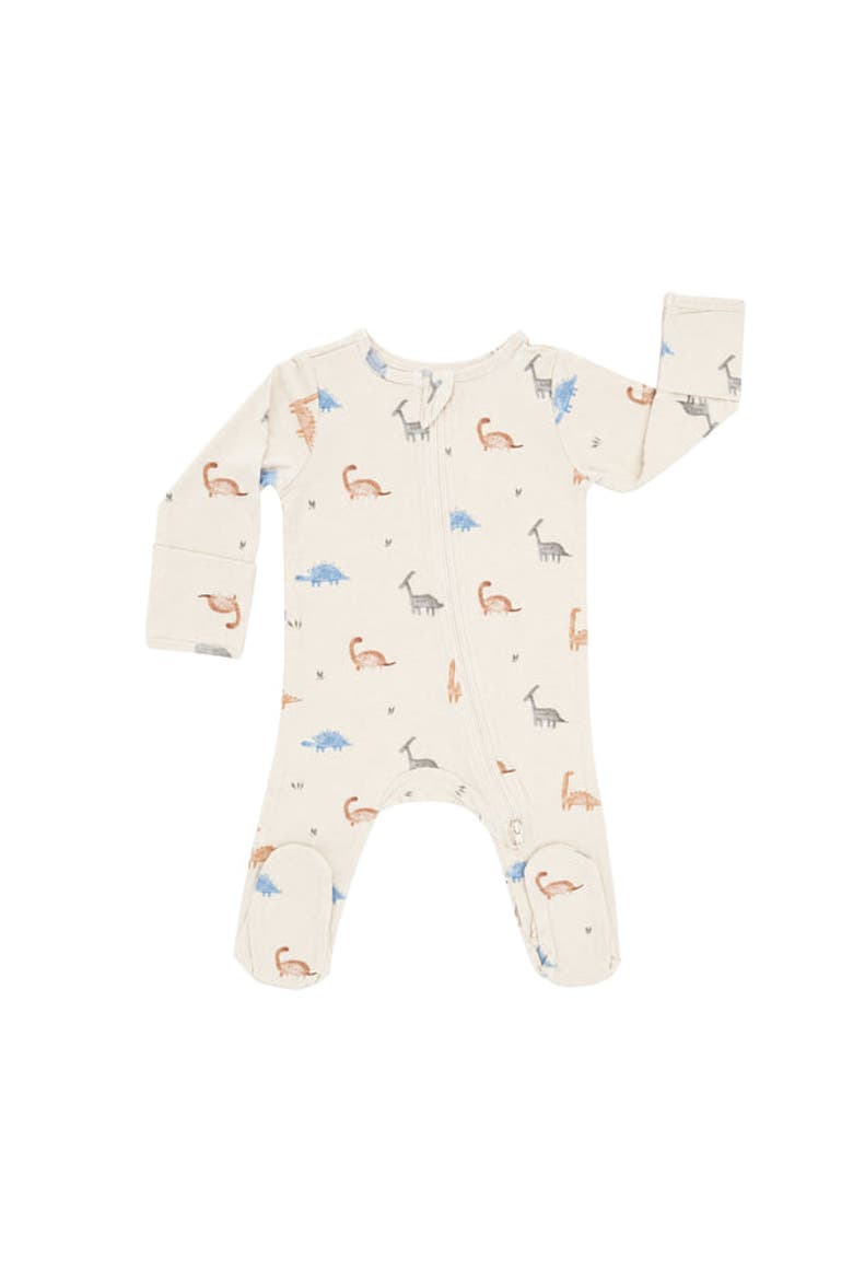 Modal Zip Footie in Dinosaurs, Main, color, Beige
