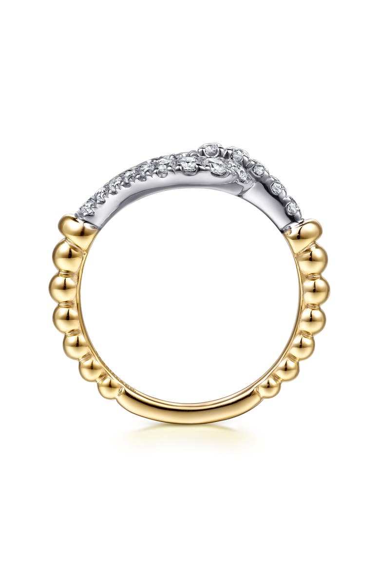 14k Gold Diamond Stirrup Ring, Alternate, color, 14K YELLOW/ WHITE GOLD