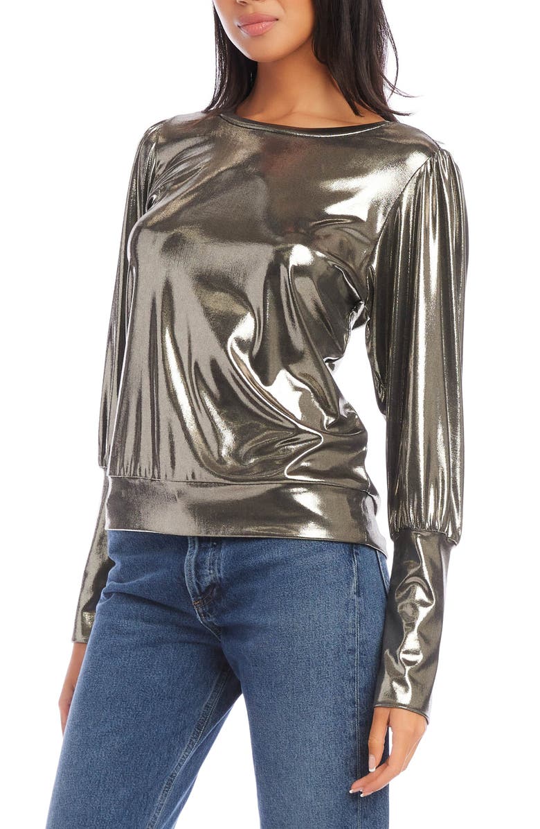 Karen Kane Metallic Balloon Sleeve Top, Alternate, color, 