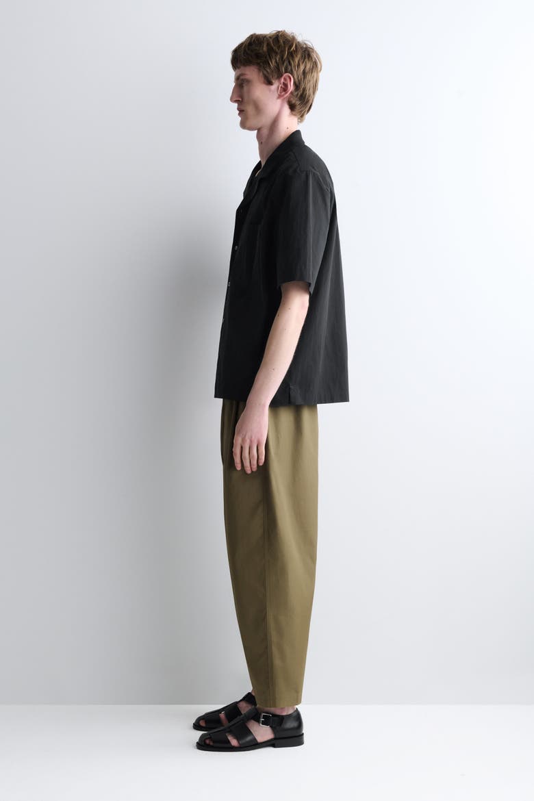 Camp-collar Cotton Shirt, Alternate, color, BLACK