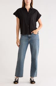 Melrose and Market Mixed Media Button-Up Shirt