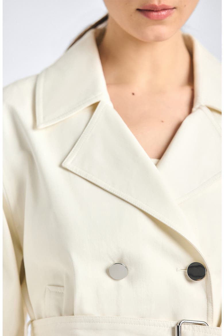 Renata Stretch Cotton Blend Crop Trench Jacket, Alternate, color, SOFT WHITE