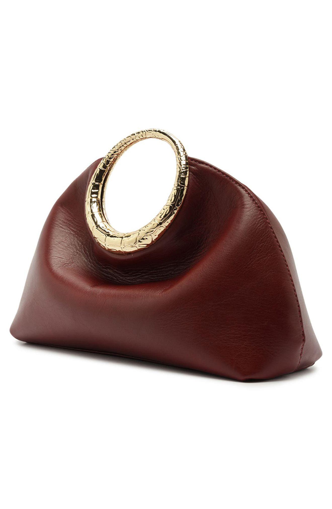 Mia Small Leather Clutch, Alternate, color, PASSION RED